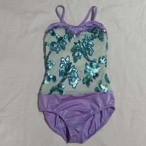 Costume Gallery Purple Teal Sequin Dance Gymnastics Leotard LC